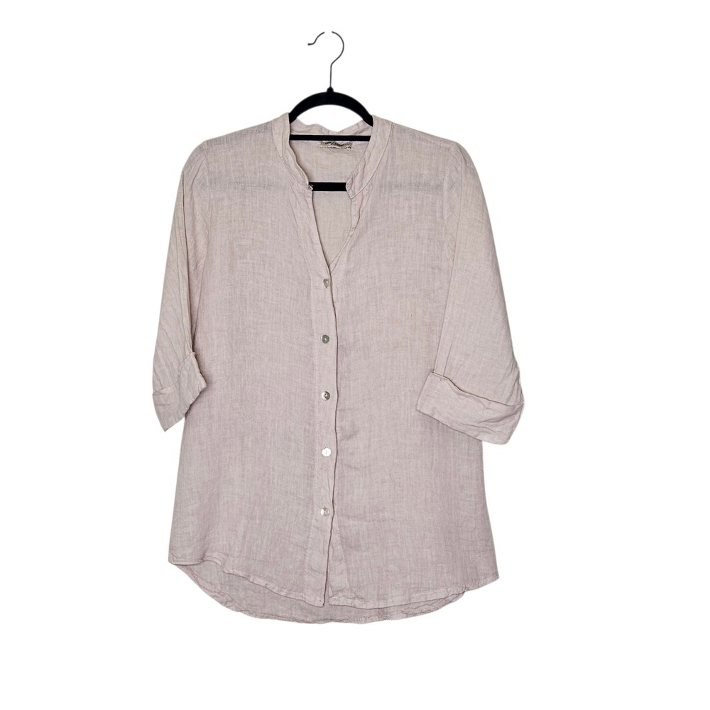 Lungo L'Arno Made In‎ Italy Linen Tunic Top Neutral Beige Women's L Lagenlook